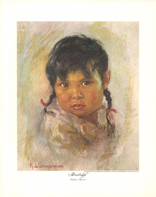 Starlight, Indian Papoose by Nicholas de Grandmaison - 13 X 16 Inches (Offset Lithograph Signed)