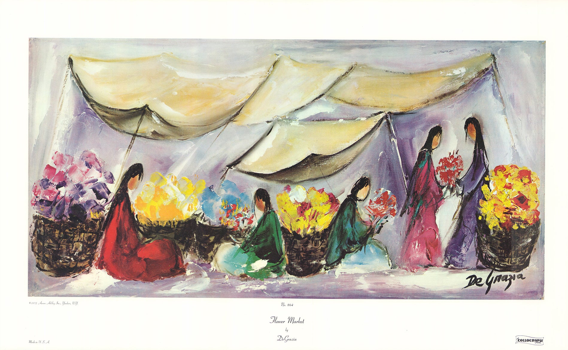 Flower Market by De Grazia - 17 X 27 Inches (Art Print