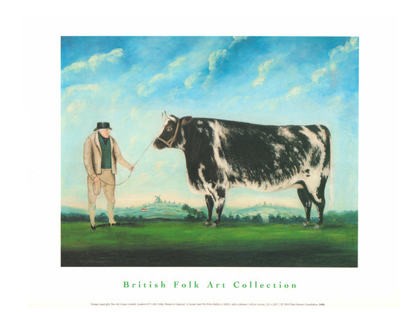 A Farmer and His Prize Heifer - 12 X 15 Inches (Art Print).