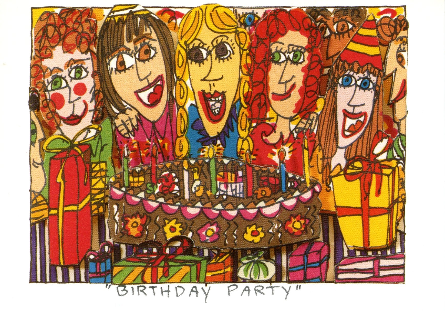 L'anniversaire by James Rizzi - 4 X 6 Inches (10 Postcards