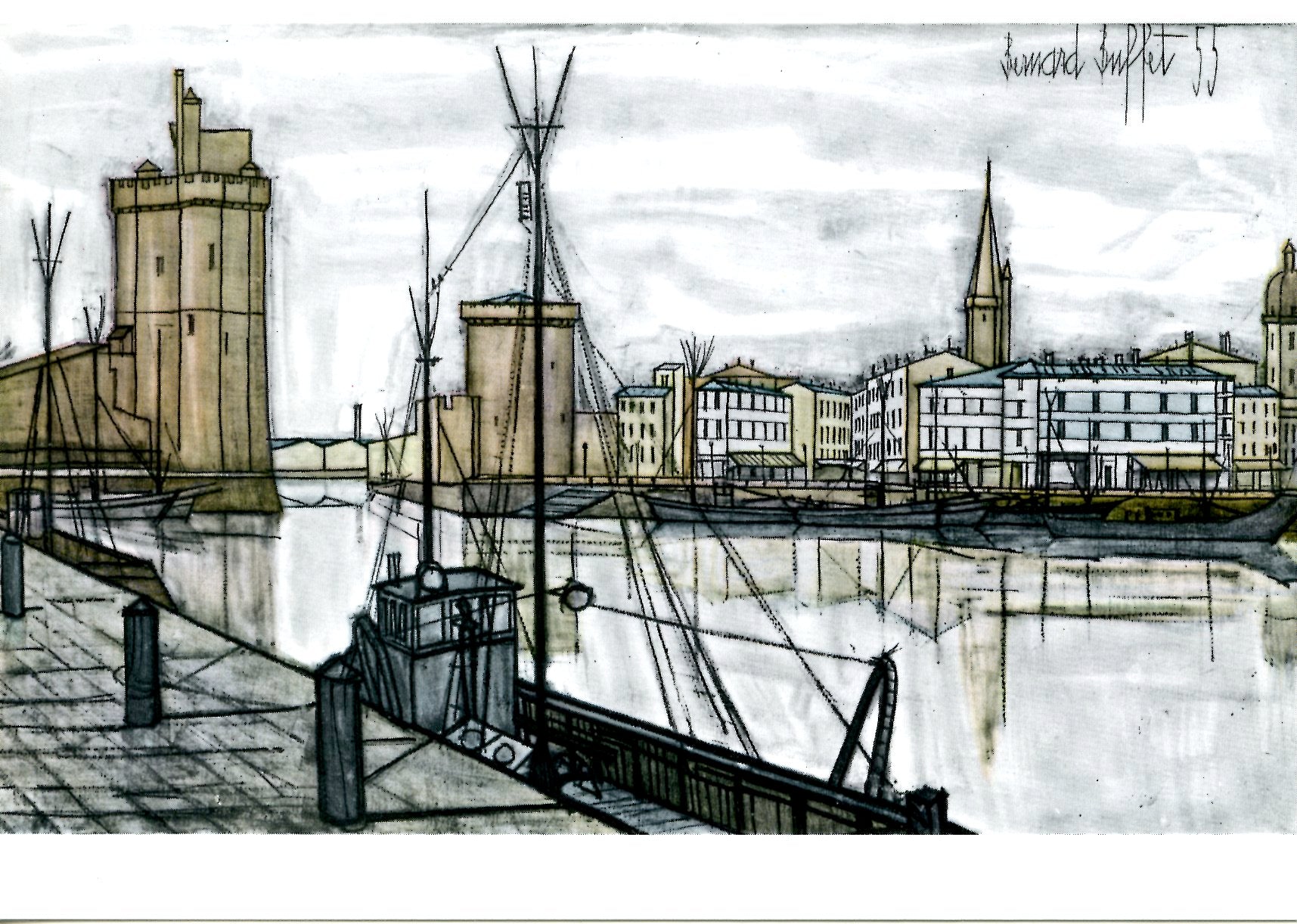 La Rochelle, 1955 by Bernard Buffet - 4 X 6 Inches (10 Postcards