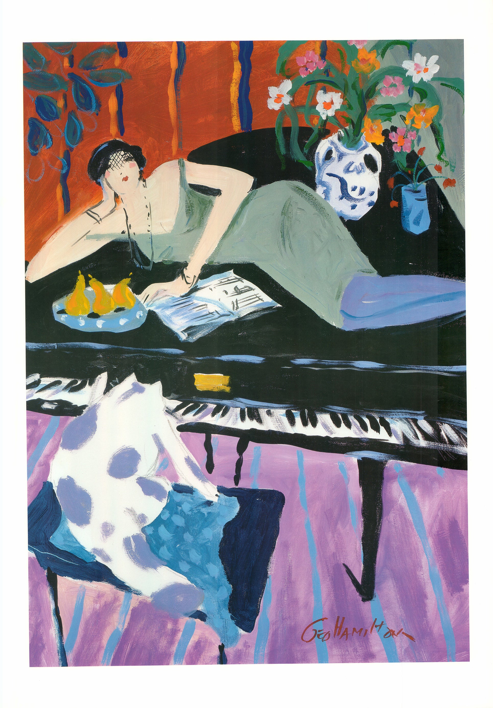 The Cat Who Loved Jazz by George Hamilton - 28 X 40 Inches (Art