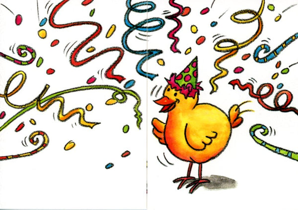 Chick at a Party by Sophie Turrel - 4 X 6" (Greeting Card)