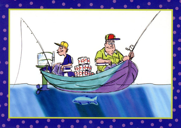 Gone Fishing - Happy Birthday by David S. Fulp - 5 X 7 Inches (Greeting Card)