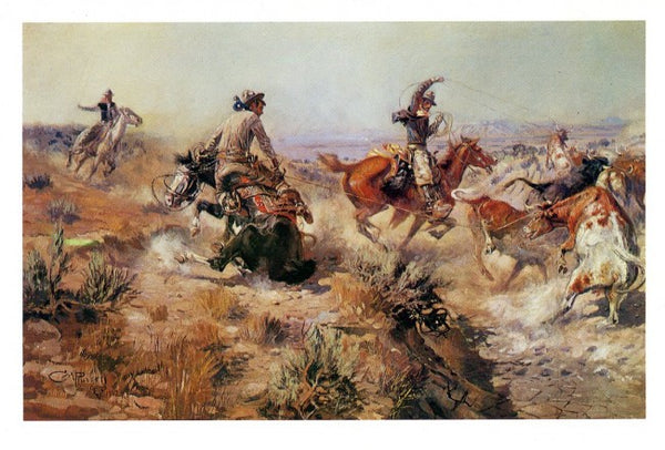 Jerked Down by Charles M. Russell - 5 X 7 Inches (Western Greeting Card)
