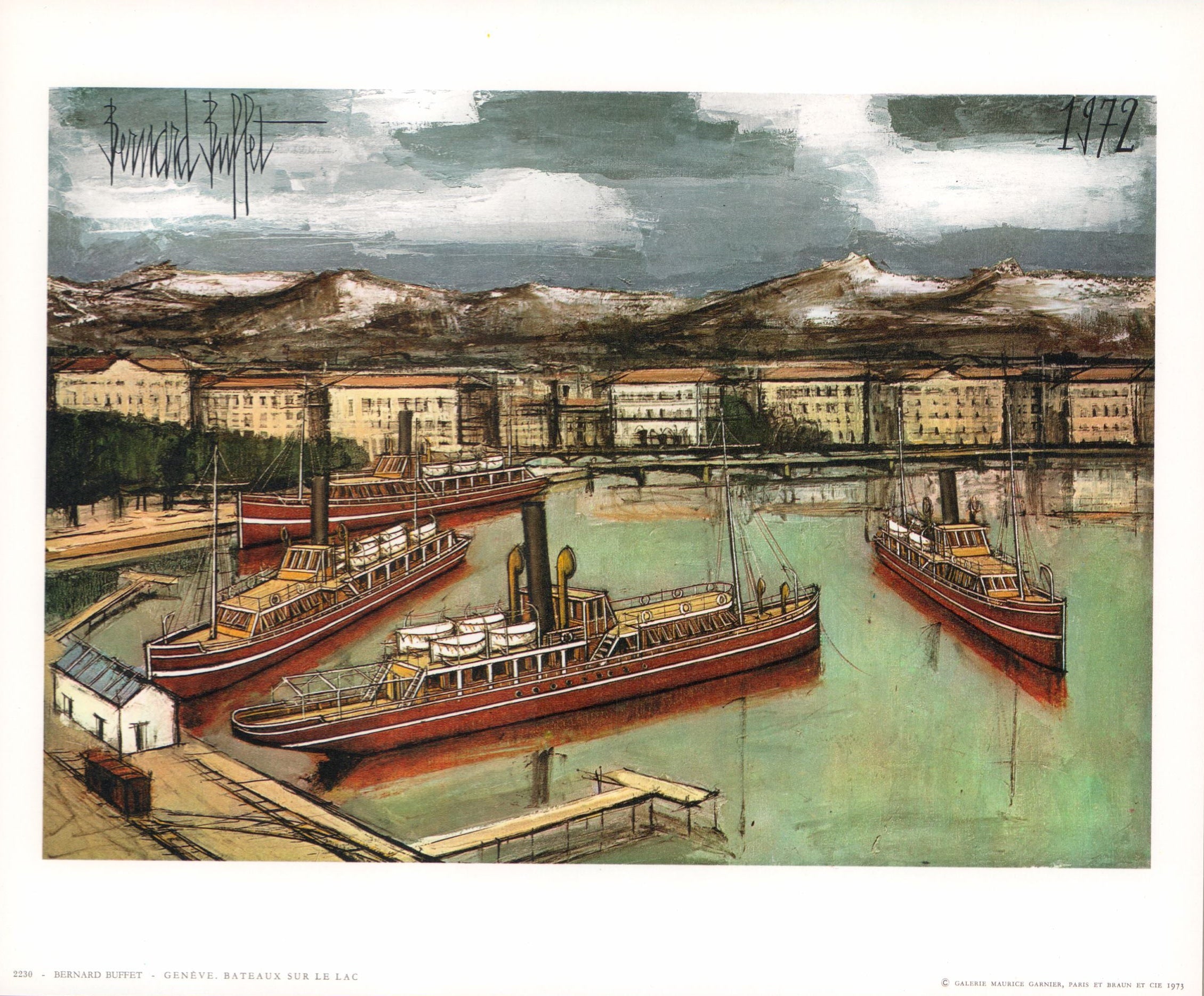 Geneva Boats on the Lake, 1972 by Bernard Buffet - 10 X 12 Inches