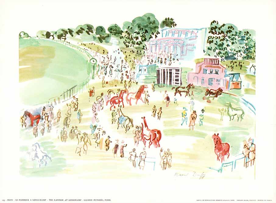 The Paddock at Longchamp by Raoul Dufy - 10 X 12 Inches (Art Print