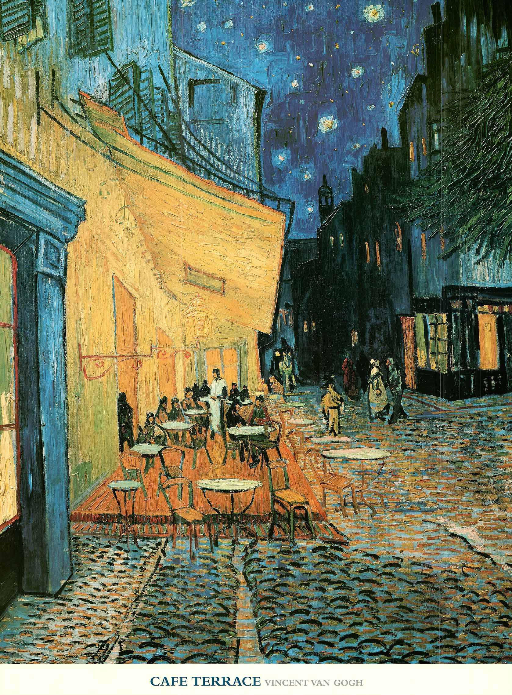Cafe Terrace At Night 1888 By Vincent Van Gogh 24X32 Offset Lithograph cafe-terrace-at-night-1888-by-vincent-van-gogh-24x32-offset-lithograph