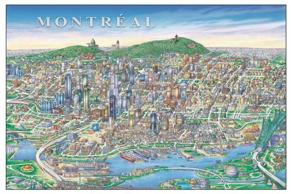 Montreal Downtown by Jean-Louis Rheault - 24 X 36 Inches (Art Print)