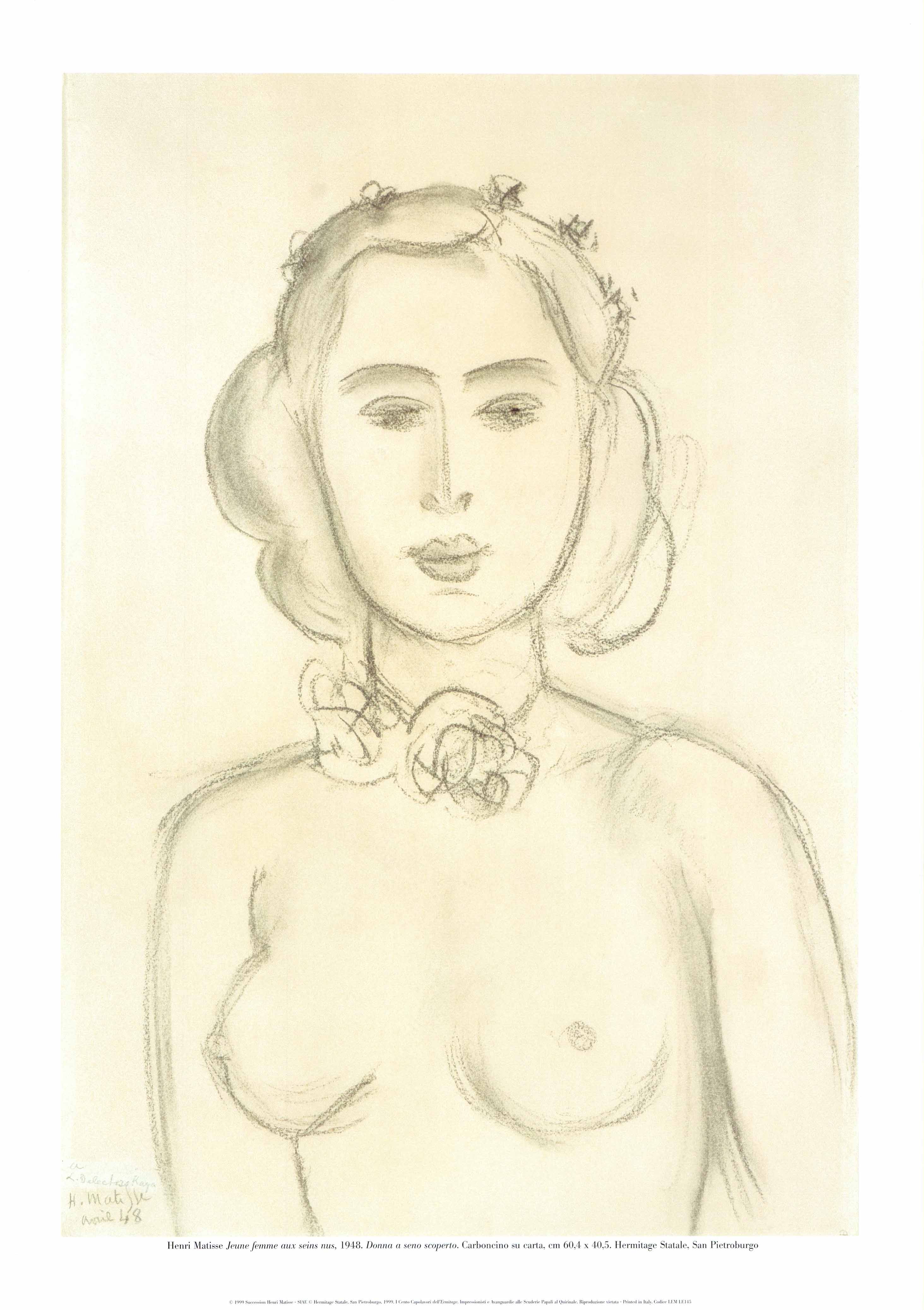 Topless Young Woman, 1948 by Henri Matisse -20 X 28 Inches (Art Print) –  Artistica Fine Art