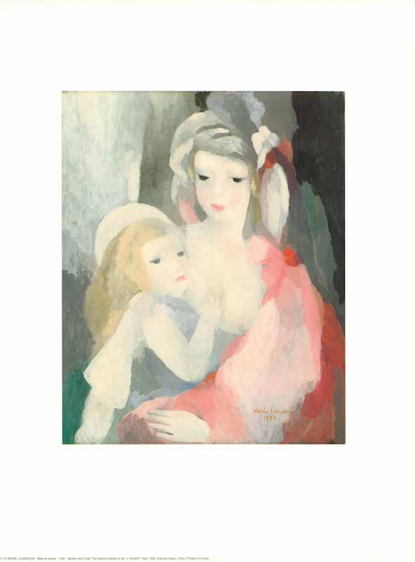 Mère et Enfant, 1928 par Marie Laurencin -12 X 16 pouces