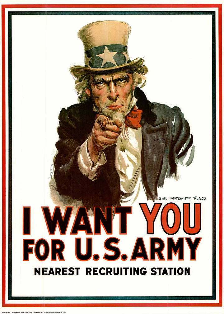 I Want You for the U.S. Army by James Montgomery Flagg - 22 X 30" - Fine Art Poster.