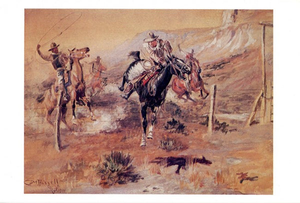 The Get Away by Charles M. Russell - 5 X 7 Inches (Western Greeting Card)