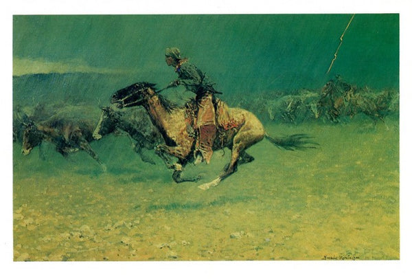 Stampeded by Lightning by Frederic Remington - 5 X 7 Inches (Western Greeting Card)