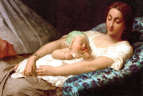 The Young Mother, 1863 by Jean-Louis Hamon - 5 X 7 Inches (Greeting Card)