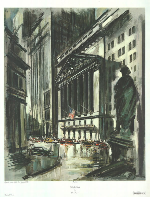 Wall Street by John Haymson - 27 X 35 Inches (Offset Lithograph Hand Colored)