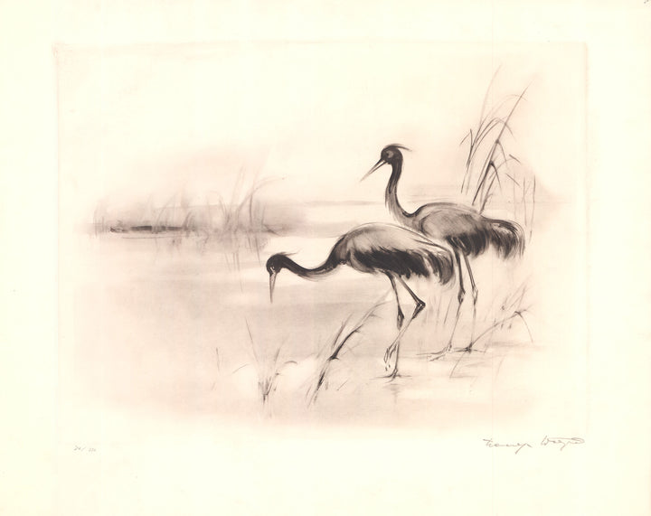 Two Cranes - 26 X 32 Inches (Litho, Numbered & Signed) 39/200