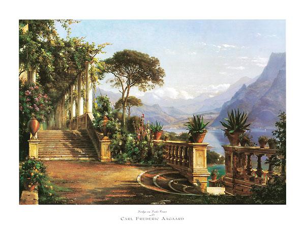 Lodge on Lake Como by Carl Frederic Aagaard - 24 X 32 Inches (Art Print)