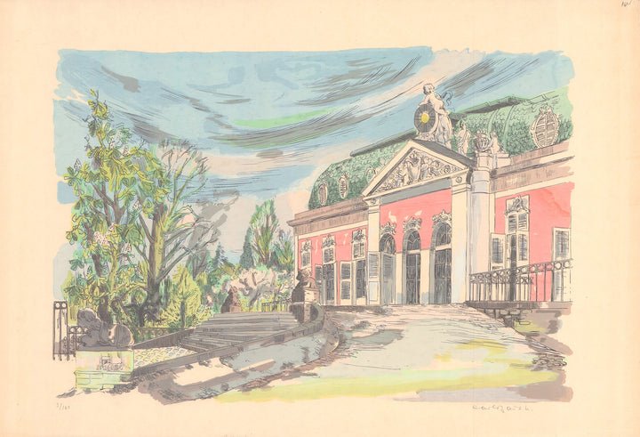 Schloss Benrath, Dusseldorf by Carl Barth - 20 X 30 inches (Lithography Numbered & Signed) 3/160