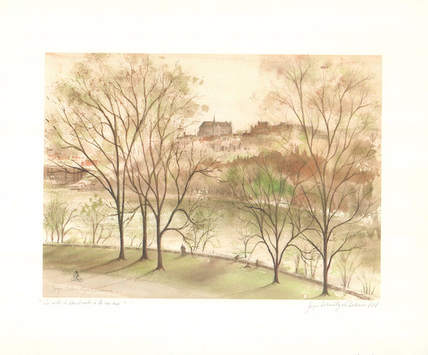 La Ville de Sherbrooke a la Mi-Mai by Cochrane - 18 X 22 Inches (Watercolor / Hands Color)