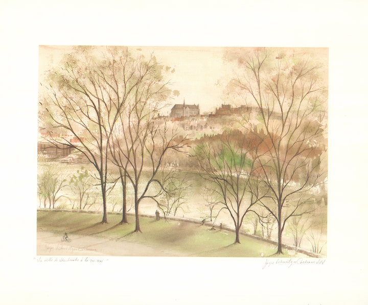 La Ville de Sherbrooke a la Mi-Mai by Cochrane - 18 X 22 Inches (Watercolor / Hands Color)