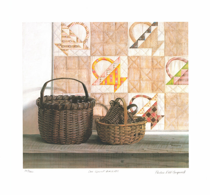 Oak Splint Basket by Pauline Eble Campanelli - 25 X 27 Inches (Lithograph Titled, Numbered & Signed) 869/950