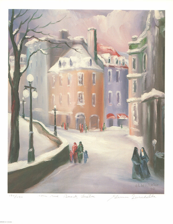 Coin Rue Buade, Quebec, 1990 by Germain Larochelle - 17 X 22 Inches (Lithography Numbered & Signed) 194/480