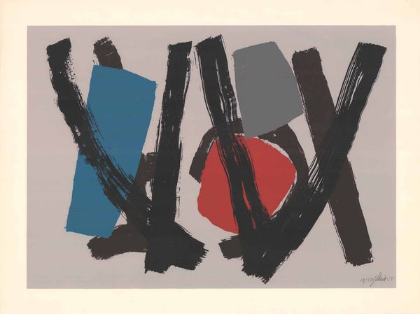 Red Abstract Composition, 1955 by Stephen Gilbert- 24 X 32 Inches (Lithography Signed) 18/27