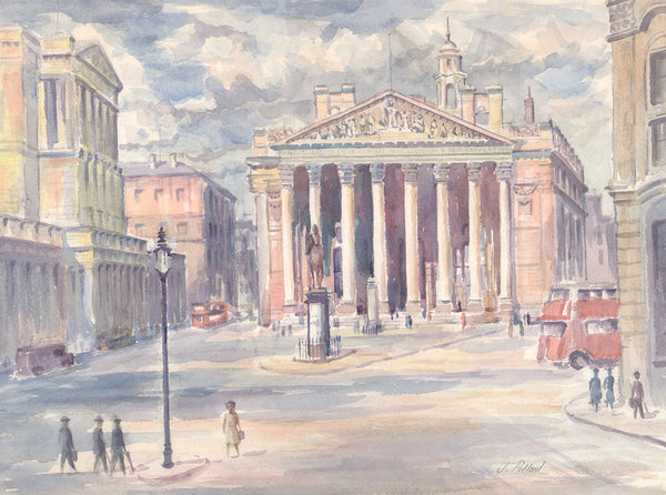 Stock Exchange London by J. Pollard - 15 X 19 Inches (Lithograph Signed)