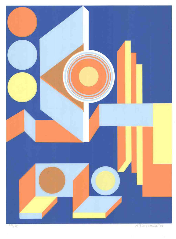Composition # 12, 1972 by Henrickus (Henk) Bervoets - 18 X 23 Inches (Lithography Numbered & Signed) 56/60