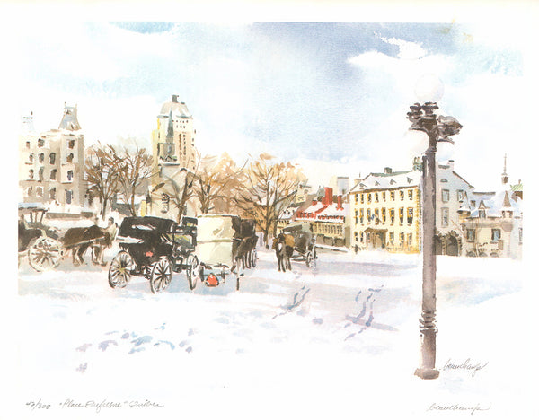 Place Dufresne, Quebec by Beauchamp - 14 X 18 Inches (Lithography Numbered & Signed) 42/300