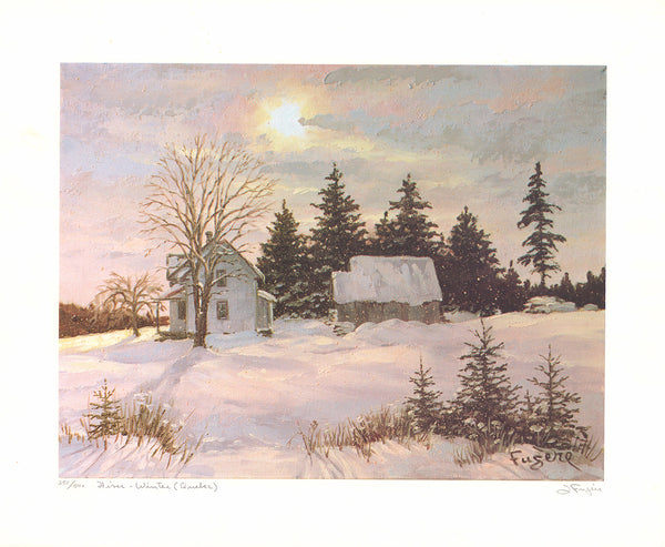 Hiver, Quebec by Fugere - 17 X 20 Inches (Lithography Numbered & Signed) 351/500