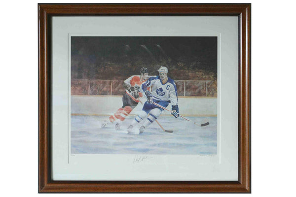 Darryl Sittler Toronto Maple Leafs by Mervyn Scoble - 25 X 28 Inches (Framed Lithograph Numbered & Signed by Sittler) 13/500