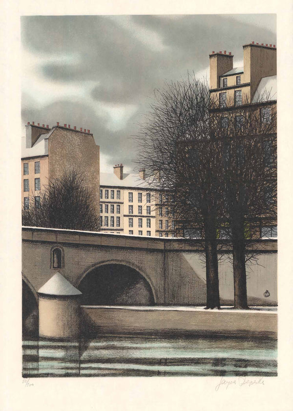 Pont a Paris by Jacques Deperthes - 21 X 30 Inches (Lithograph Numbered & Signed) 52/100
