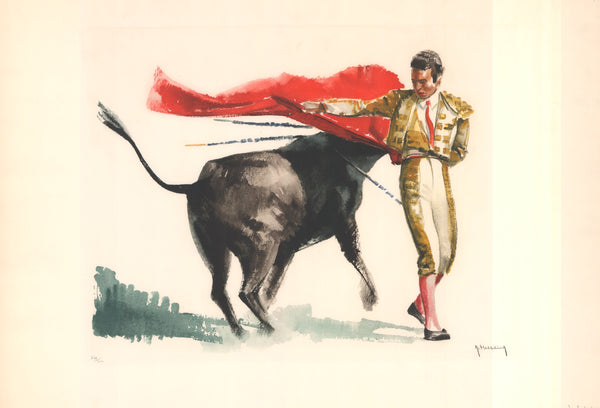 Matador by Roger Hebbelinck - 25 X 36 Inches (Etching, Numbered & Signed) 263/350