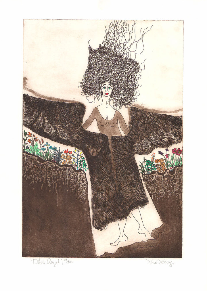 Ditch Angel by Yone Young - 16 X 22 Inches (Etching Titled, Numbered & Signed) 23/50