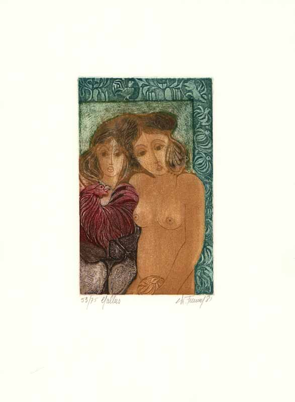 Gallus, 1981 par Christiane Frenay - 11 X 15 pouces (Gravure titrée, numérotée et signée) 53/75