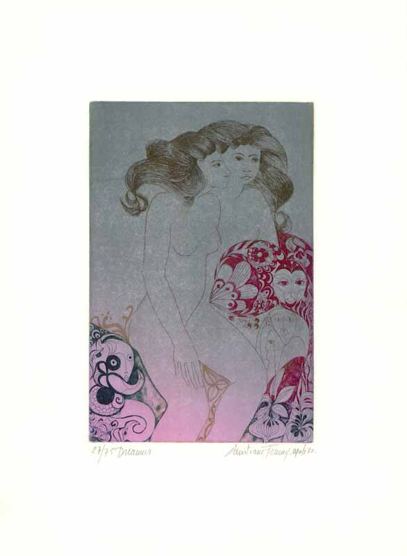 Dreamers, 1980  by Christiane Frenay - 11 X 15 Inches (Etching Titled, Numbered & Signed) 27/75