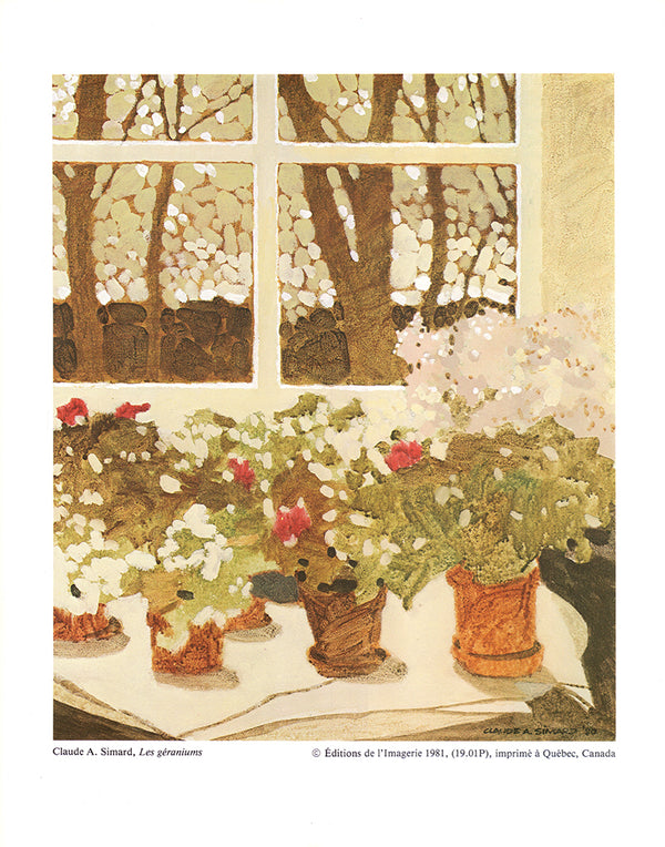 Les Geraniums, 1980 by Claude A. Simard - 11 X 14 Inches (Offset Lithograph)