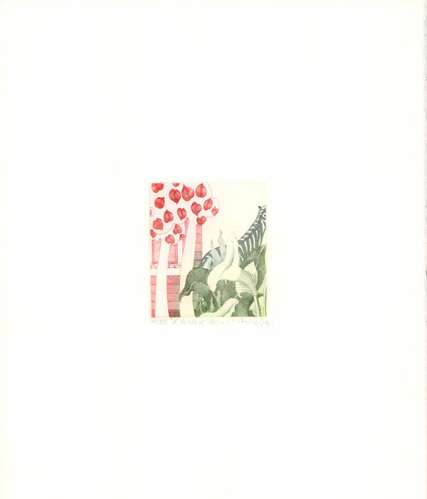 L Arbre Coeur, 1983 by Michelle Parrot - 11 X 13 Inches (Etching Titled, Emboss, Numbered & Signed) 6/150