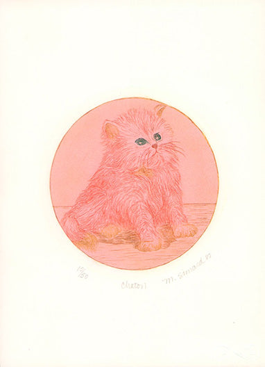 Chaton, 1982 by Martine Simard - 6 X 8 Inches (Etching Titled, Emboss, Numbered & Signed) 10/50
