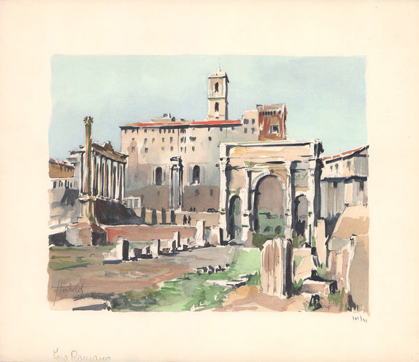 Roma - Foro Romano by Franz Herbelot - 13 X 15 Inches (Lithograph Numbered & Signed) 101/31