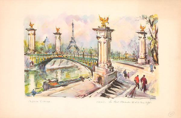 Le Pont Alexandre III by Marie Girard - 13 X 20 Inches (Lithograph Signed)