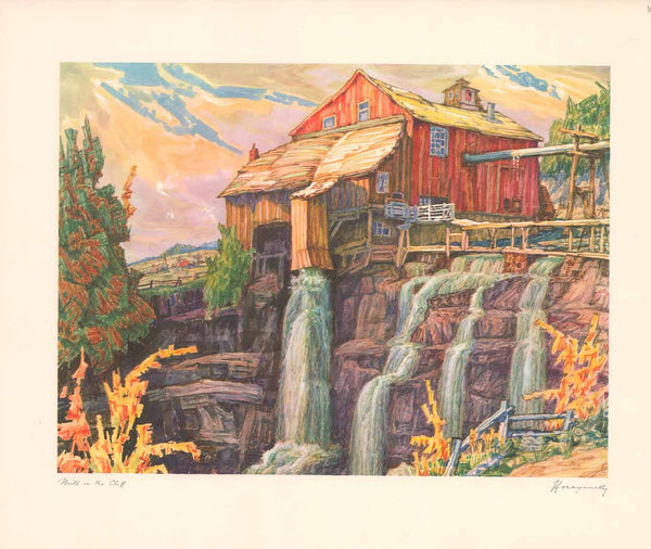 Mill on the Cliff by Nicholas Hornyansky - 16 X 20 Inches (Lithograph Signed)