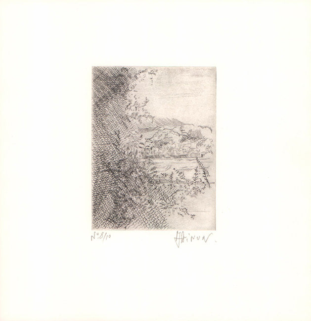 Paysage no 2 by Jacques Abinum - 9 X 10 Inches (Original Etching, Signed)