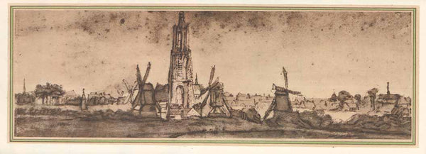Paysage aux Moulins by Rembrandt - 6 X 15 Inches (Offset Lithograph Fine Art Print - Jocomet)