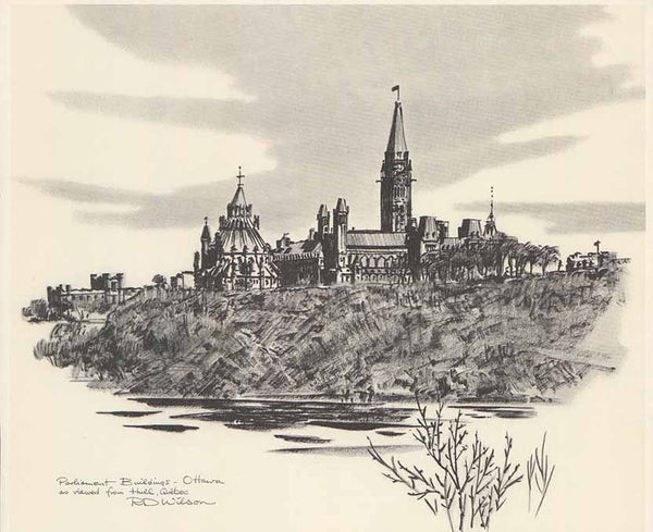 Parliament Buildings - Ottawa by R. D. Wilson - 10 X 12 inches (Gravure on Acuarela)