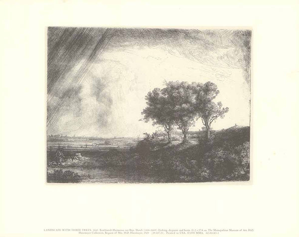 Landscape with Threes, 1643 by Rembrandt - 11 X 14 Inches (Offset Lithograph Fine Art Print)