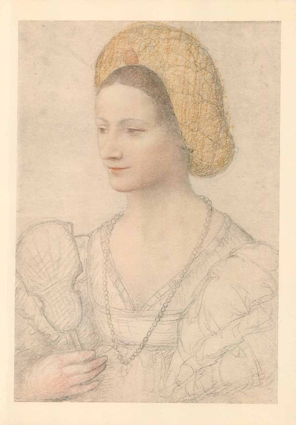 Femme au Mirroir by Bernardino Luini - 14 X 19 Inches (Offset Lithograph Fine Art Print)