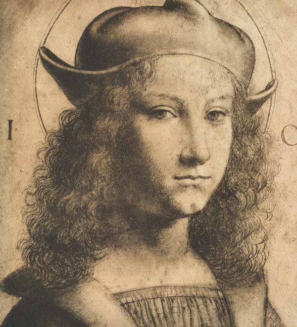 Testa di Giovane con Berretta by Leonardo da Vinci - 12 X 13 Inches (Offset Lithograph Fine Art Print)